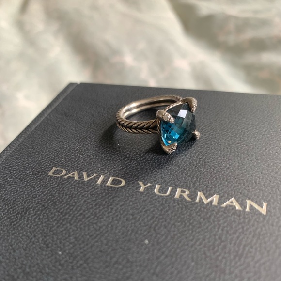 David Yurman Jewelry - David Yurman Blue Topaz Sterling Cable Ring